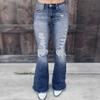 Women's Jeans High Waist Thin New Comfortable Hole Stretch Denim Flare Trousers