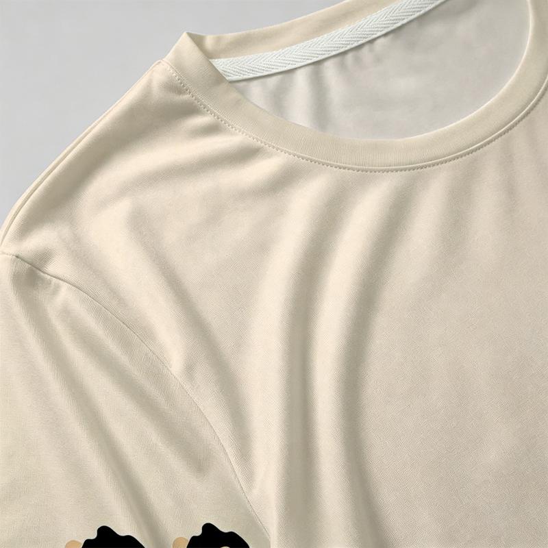 Women's Leopard Print T-Shirt - Soft Skin-Friendly Minimalist Top, Fresh & Versatile for Daily Casual, Weekend Getaway Wear