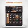 Audio Mixer Portable 4-Channel DJ Mixer Console Mini Sound Mixing Board with USB BT 48V Phantom
