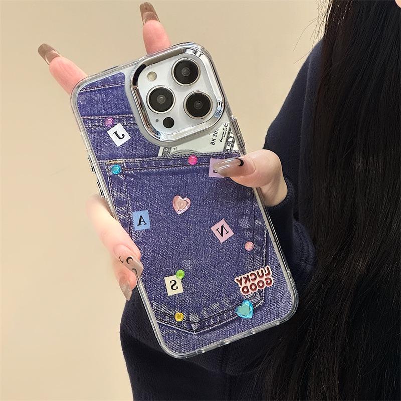 Акриловый чехол для iPhone Zhitai с цепочкой и стразами — совместим с iPhone 12/13 Pro Max/14/15 Pro