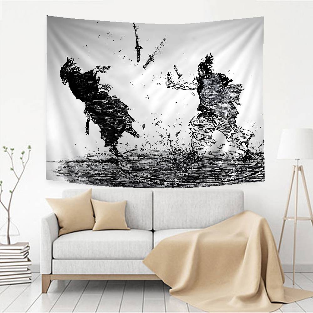 Anime Vagabond Tapestry Art Printing Japanese Wall Tapestry Anime Wall Hanging Home Decor