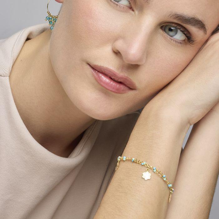 Bracelet - Luxenter - Lilith - Argent 925 - finition or jaune 18k - Laque bleue