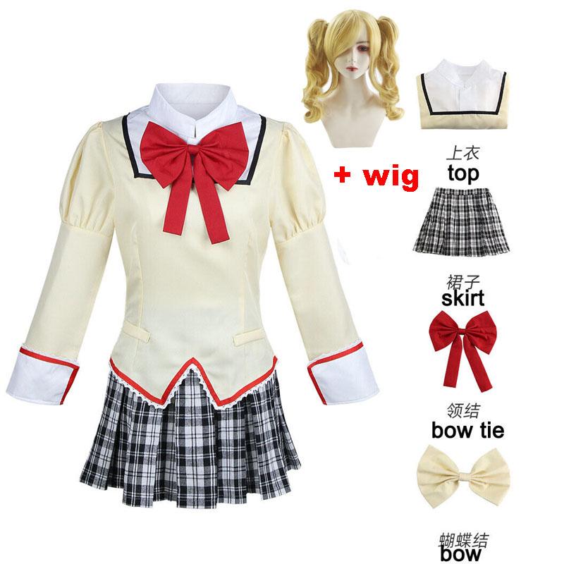 Mami Cosplay Dress Outfits Anime Puella Magi Madoka Magica Cosplay Costume Top Sock Yellow Wig Woman Party Set