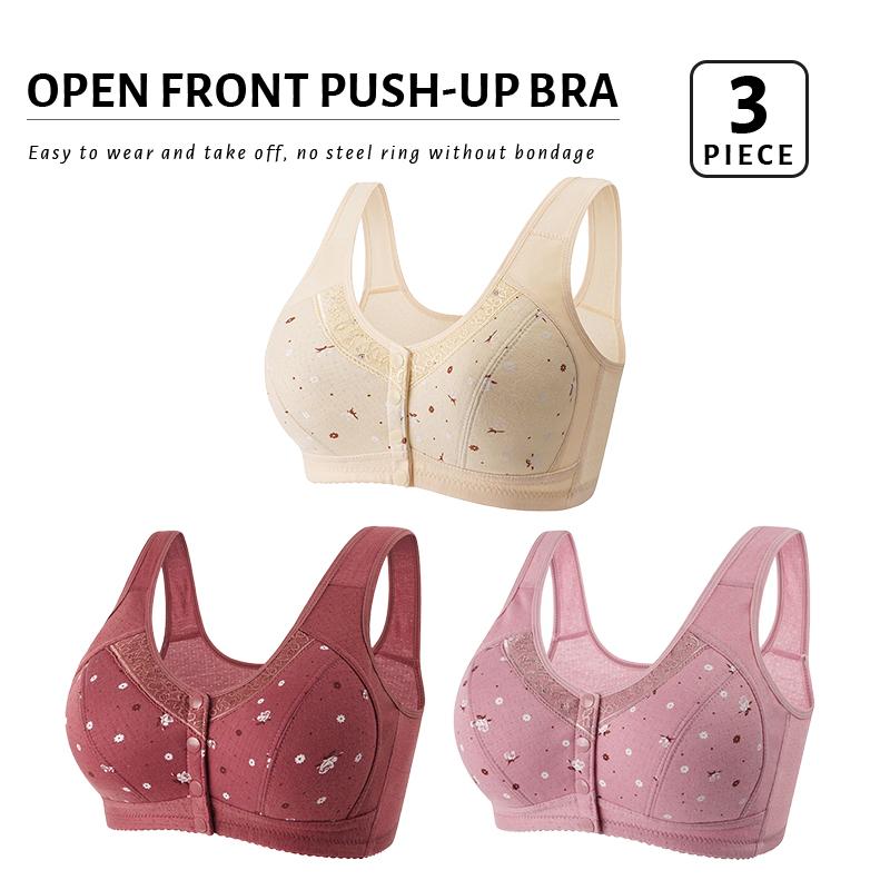 3 шт./компл. женский бюстгальтер с застежкой спереди, беспроводной хлопковый бюстгальтер большого размера, нижнее белье, удобный женский бюстгальтер с чашечкой BC