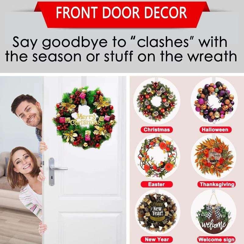 Christmas Door Hooks Wreath Hanger Metal Front Door Wreath Xmas Hook for Front Door Christmas Decoration