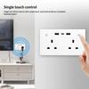 Умная стандартная настенная розетка 13A, 2 гнезда, UK Outlet, порты зарядки USB Type-C, WiFi, удаленный мониторинг энергии, вилка, сенсорный переключатель
