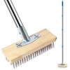 Wire Floor Brush with Detachable Long Handle Stainless Steel Multipurpose Cleaning Brushes for Rough Surface Patio Garden Garage