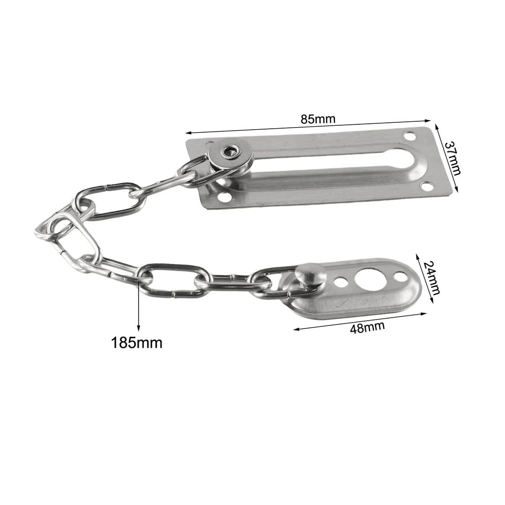 1pc Security Door Chain Home Office Lock Guard Latch Stainless Steel Silver Sliding Fastener For Home Door Lock Hardware