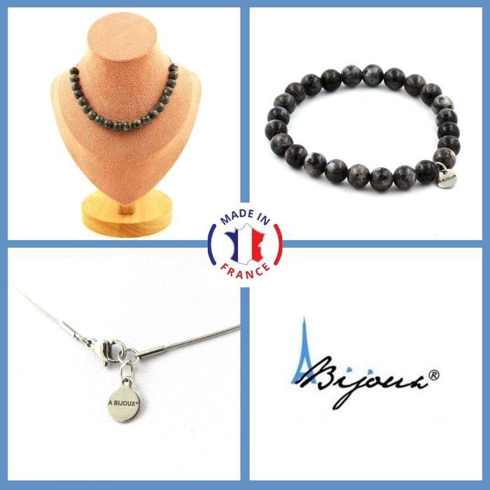 Stones and Minerals. Jewelry Set Bracelet Necklace 20 Labradorite Beads 8 Mm. Chain In Customizable Size.