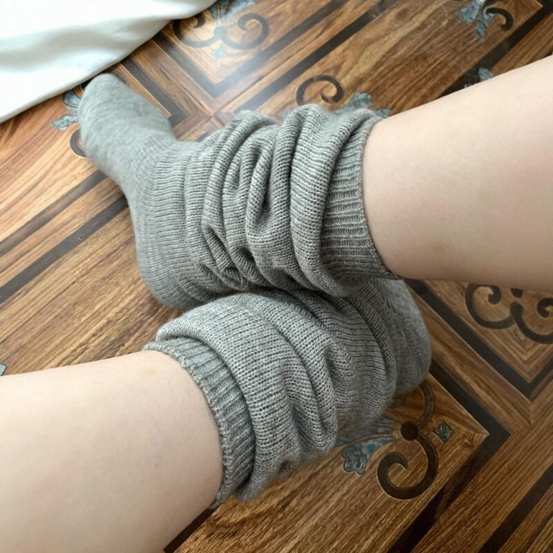 Autumn And Winter Korean Lazy Bubble Socks, Thin Girl Japanese Jk Knitted Skin-Friendly Stacking Socks, Soft Waxy Calf Socks