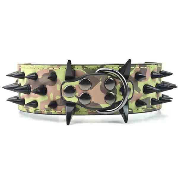 Pet Leather Spiked Studded Decor Collar for Medium Large Dogs