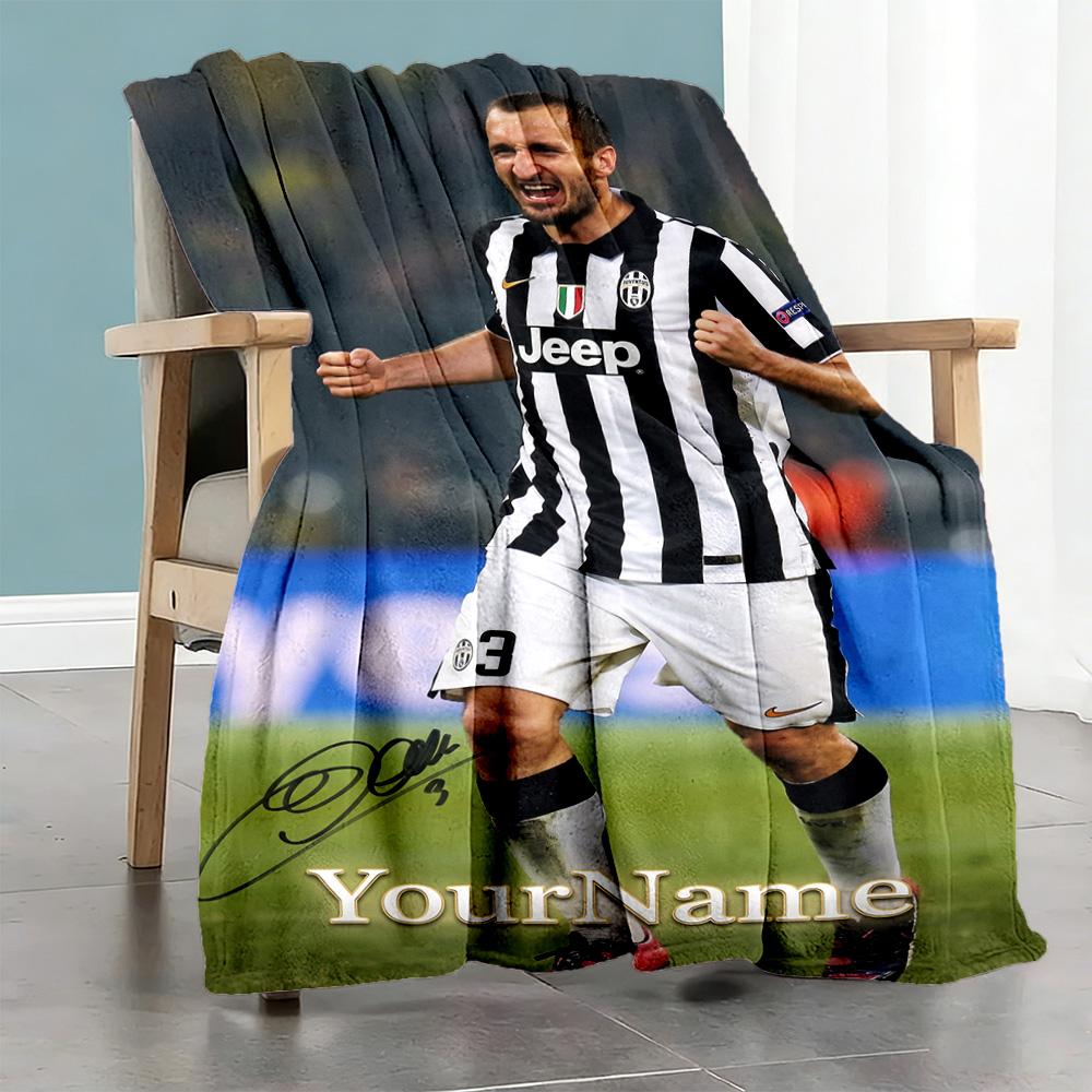 Juventus Customize Text Blanket Gift Personalized Blanket Warmthful Decor Perfect for Couch Office Seaside Sofa All-Season Use