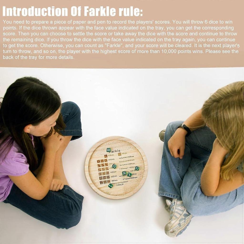 7 Inch Farkle Dice Tray, Wooden Dice Tray for Farkle Classic Dice Game with 6
