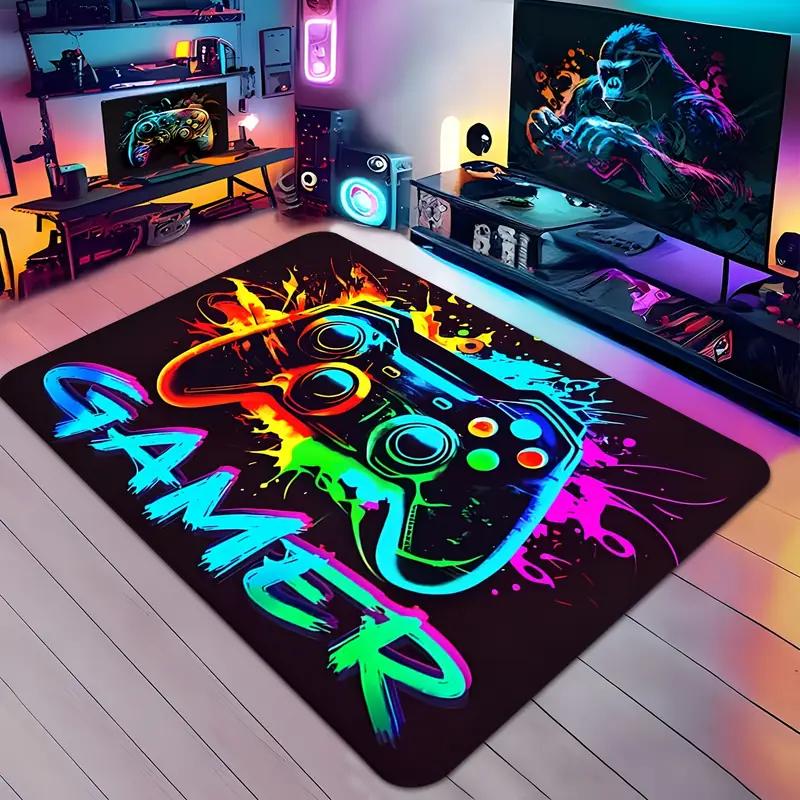 Яркий 3D коврик для пола с тематикой геймпада, прочный ковер для комнаты мальчика, декор для мужской берлоги, нескользящий коврик для игровой комнаты, спальни, жилого пространства