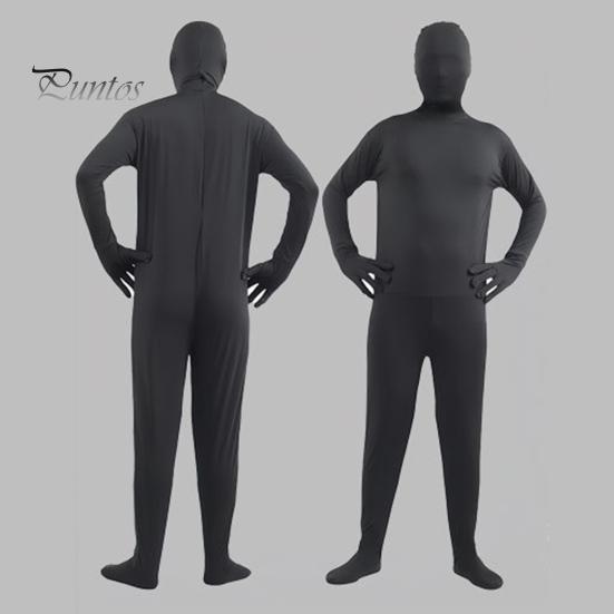 Комбинезон унисекс на Хэллоуин, облегающий, дышащий, с длинными рукавами, с капюшоном, эластичный, однотонный, невидимый комбинезон на молнии сзади, реквизит для вечеринки