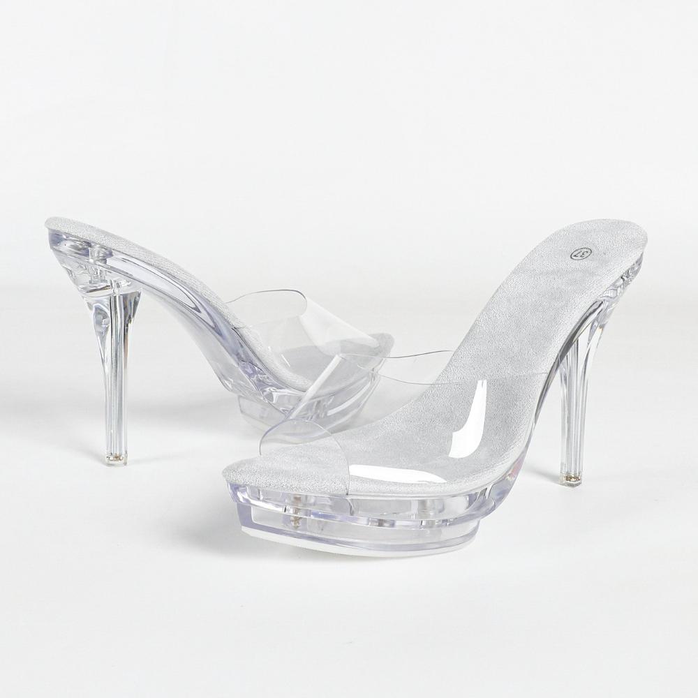 12CMSquare Toe Crystal Slippers, Transparent Chunky Heel Non-slip Slides, 2026 Sexy Wedding Car Model Nightclub ShoesLDF-19876-7