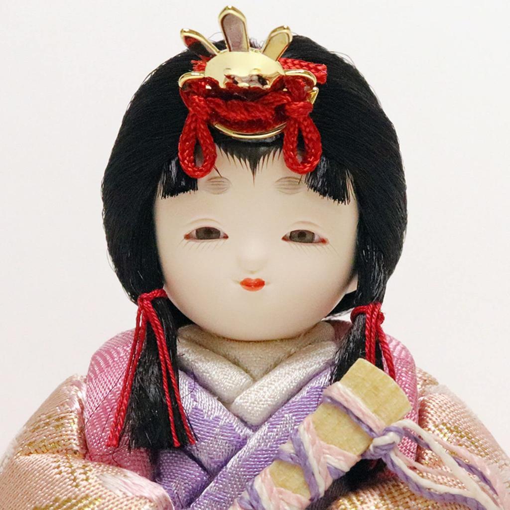 Hina Wooden Doll Single Doll with Round Doll, "Kotohoki" Mikoto, Tray, Natural, KTH-3203E2