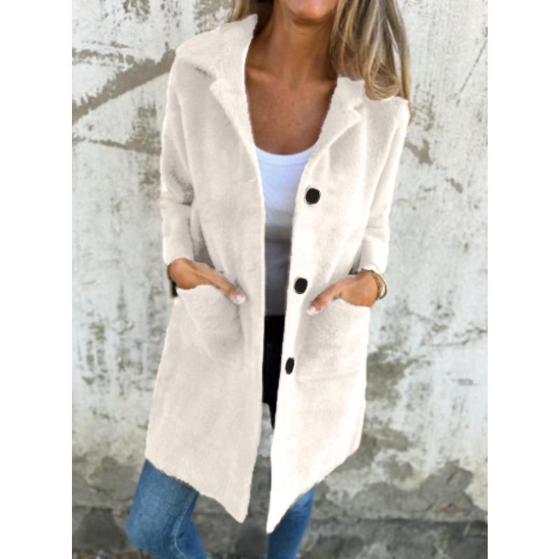 YYFS Женские модные повседневные однотонные куртки и пальто с воротником-поло на осень-зиму с длинным рукавом и принтом