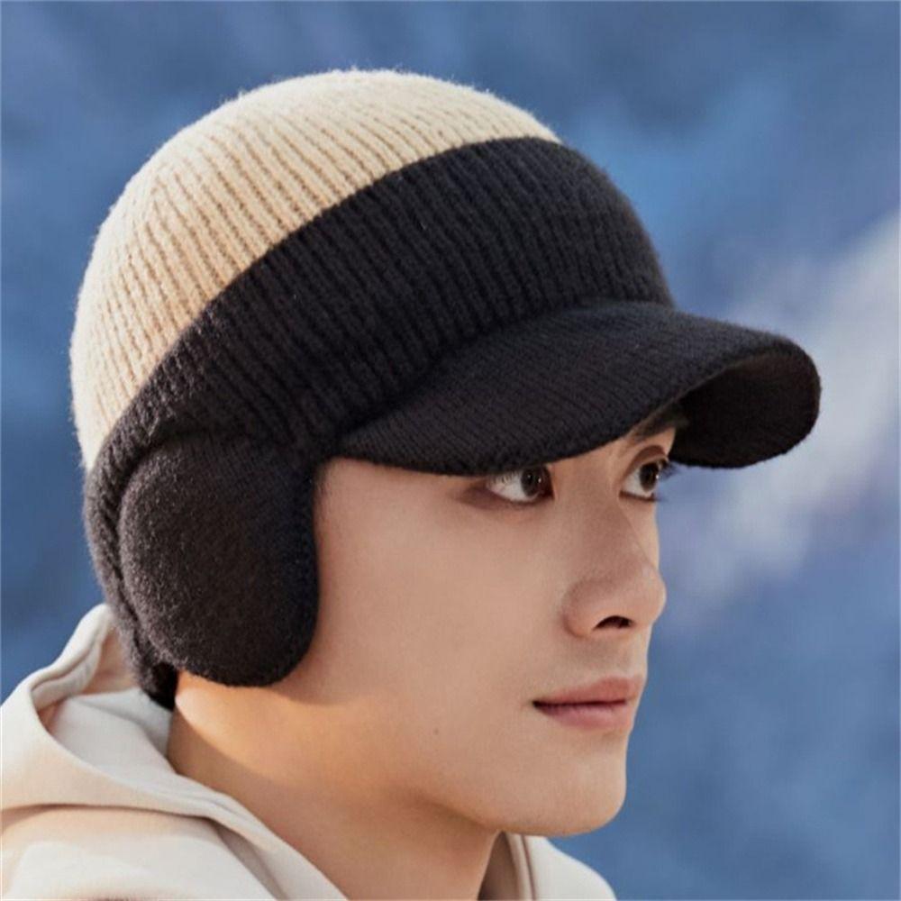 Keep Warm Baseball Cap Dual Tone Ear Protection Stylish Dad Hat  Men