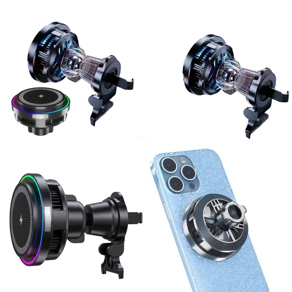 Built In Cooling Fan Smart Chip Temperature Control TEC Refrigeration Magnetic Wireless Car Charger for Auto Phone Mount Holder