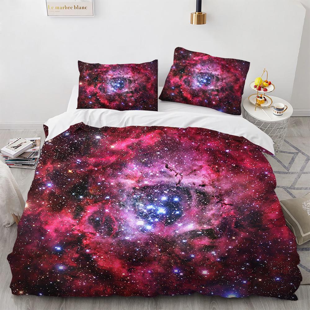 Постельное белье Galaxy Planet King Queen Пододеяльник Вселенная Небо Комплект постельного белья 3D Синяя Земля Космос Астрономия 2/3 шт. Пододеяльник