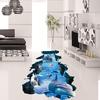 Водостойкая 3D наклейка на пол или стену в виде разлома поверхности с водой и дельфинами