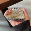 Капельный клей Прозрачный 3D-чехол с блестками из золотой фольги в виде змеи для iPhone 16, 15, 14 Plus, 13, 12, 11 Pro Max, блестящий чехол со стразами