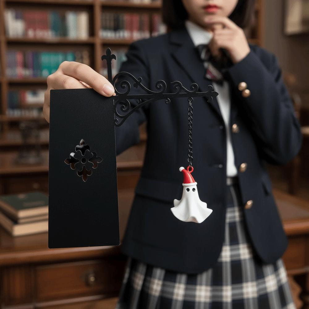 Patchwork Ghost Bookmark Metal Library Marker Hanging Bookmarker Gothic Bookmark Halloween