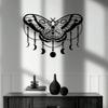 1pc Moth Moon Metal Wall Decor, Witch's Magic Atmosphere, Halloween Decoration Art, Combination Of Moon Phases And Moth Design