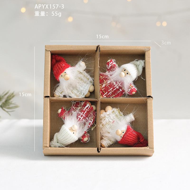 Christmas Tree Santa Claus Snowman Cloth Pendants Cute Figurines & Dolls Set of Accessories Small Decorations Ages 5-7