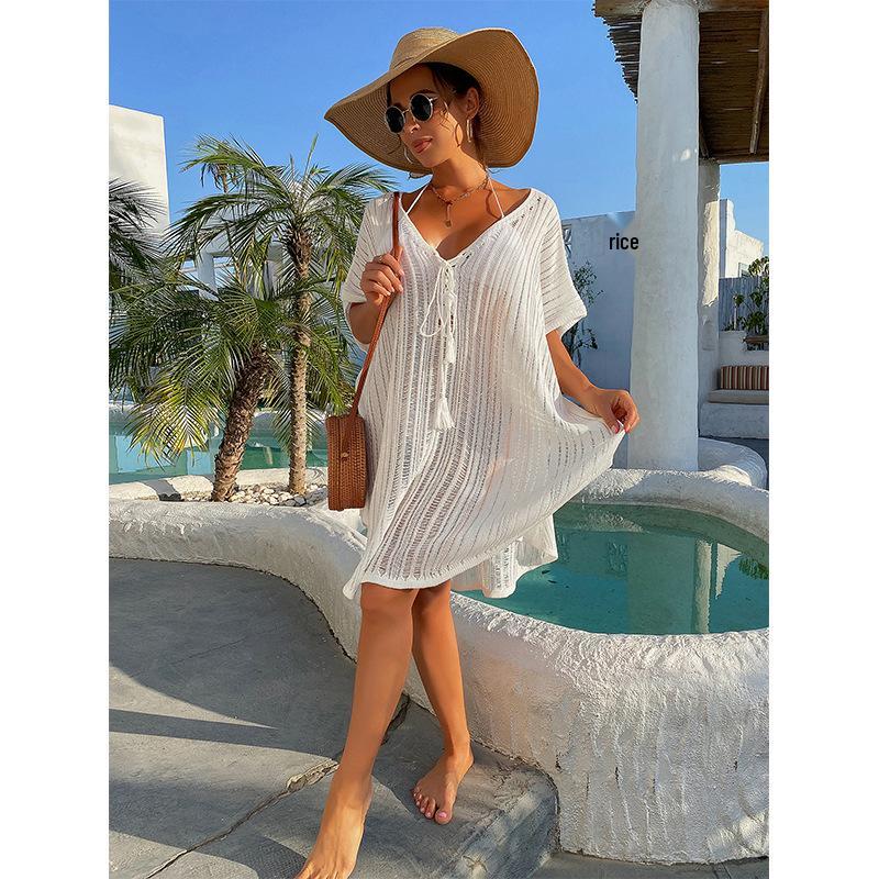Summer Lace-Up Knit Beach Cover-Up