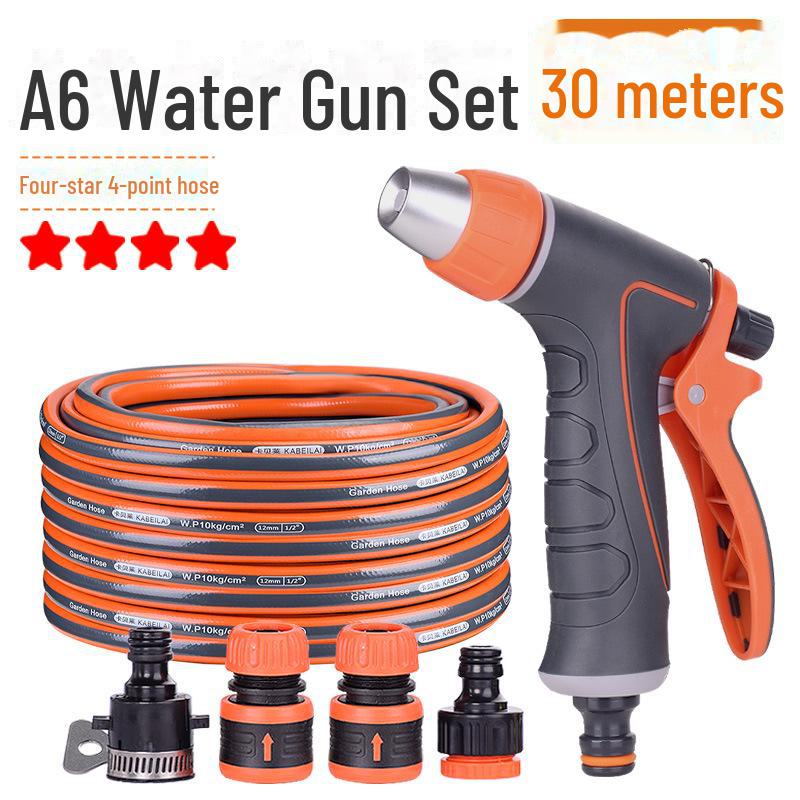 Телескопический шланг высокого давления для мойки автомобиля и комплект насадок для полива сада