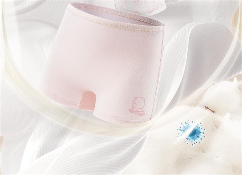 Rabbi Children's Underwear for Girls and Baby Girls, 4-Pack 3A Antibacterial Cotton Flat Pants