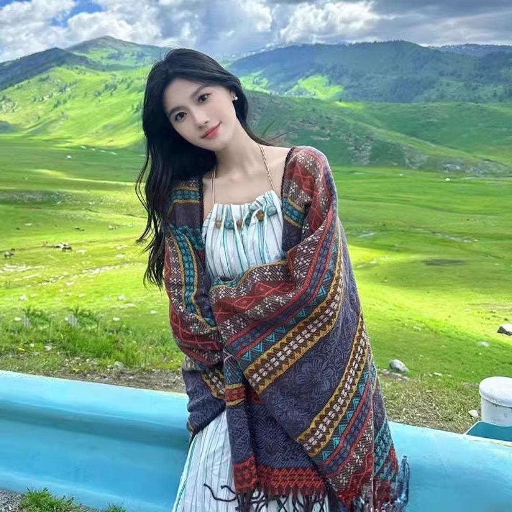 Этнический стиль Шарф Головной платок Защита от солнца Темперамент Кардиган Для женщин Леди Девушки