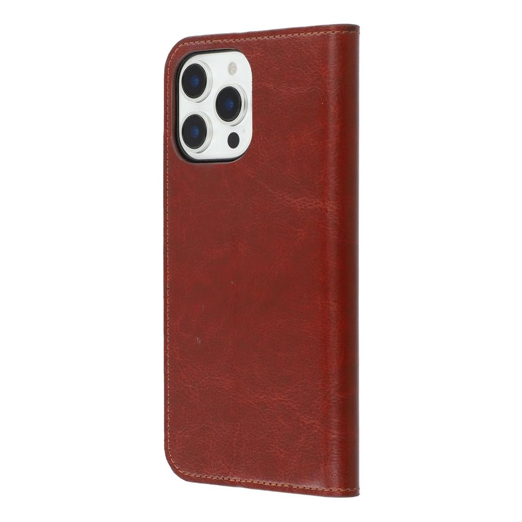 For iPhone 16 Pro Max Stand Cases Genuine Split Leather Wallet Phone Cover Magnetic Closure