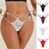 G-string Thong Waist See-through Low Sheer Hollow Floral Lace Rhinestone Straps Breathable Soft Ladies
