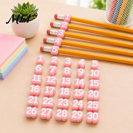 Classroom Organization Tools 30Pcs Numbered Pencil Cap Labels, 1-30 Numbers Topper Decoration, Student Tags Students Clips, Reusable Charms for School