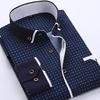 Business Casual Men's Shirt Printed Thin Youth Slim Long-sleeved Shirt