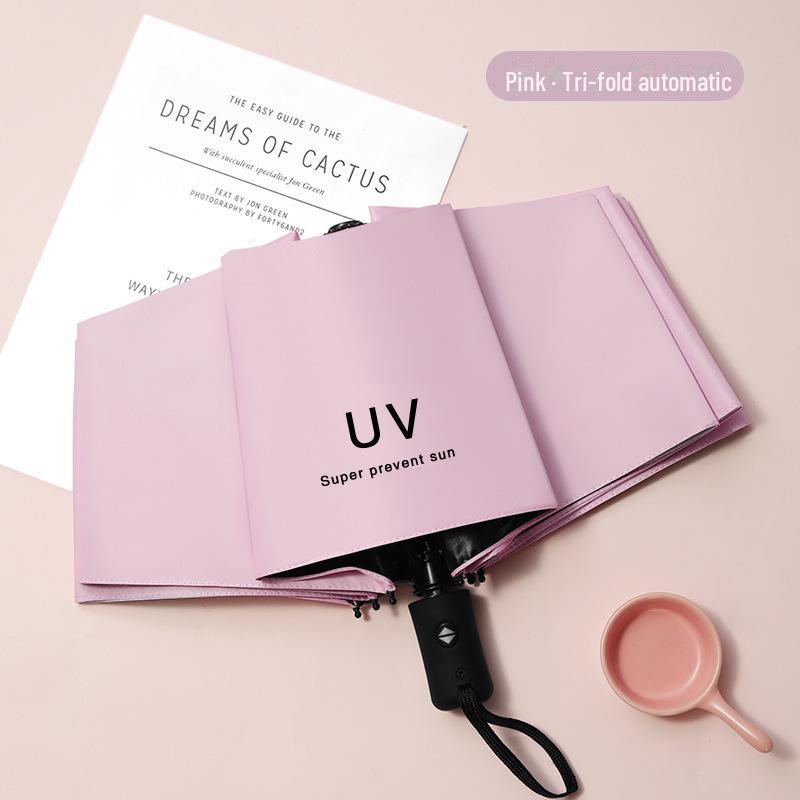 Женский автоматический зонт двойного назначения черного цвета — защита от ультрафиолета и солнца в любую погоду