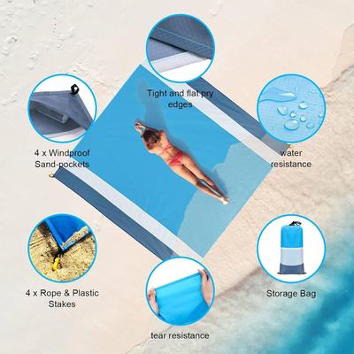 Пляжное одеяло Sandproof 200 X 210 см, водонепроницаемый пляжный коврик, легкое одеяло для пикника, путешествий, походов, спорта, кемпинга, без песка