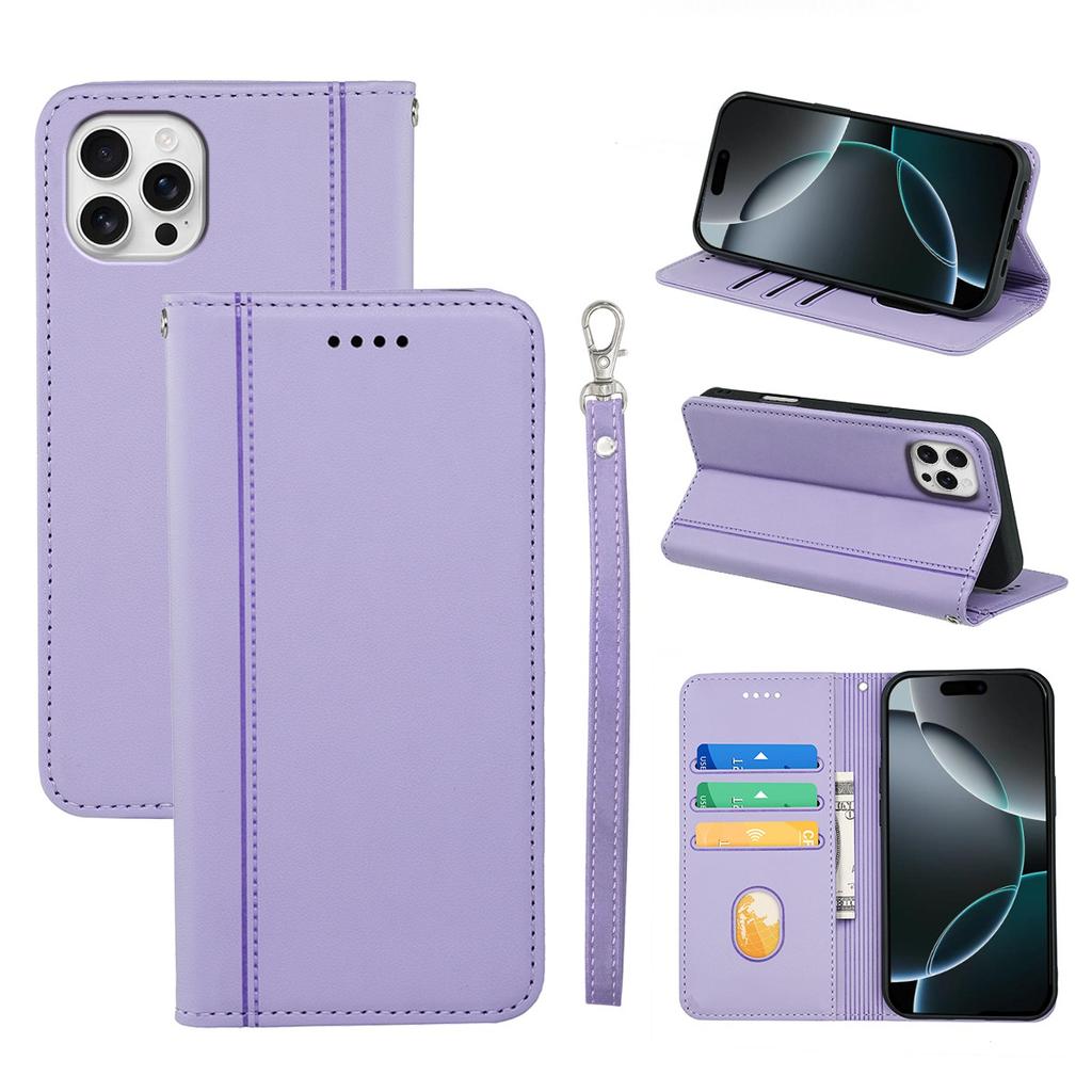 HX01 For iPhone 16 Pro Max Wallet Case Magnetic Closing PU Leather Phone Cover