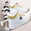 New Style of Plush Thickened Inner Heightened Winter Mid-top Shoes Color-blocking Thick-soled Sponge Cake Heightened White Shoes