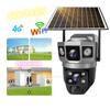 Solar 4G/WIFI Camera CCTV Two Lens Three Screen Auto Tracking Outdoor Security Surveillance PTZ Camera
