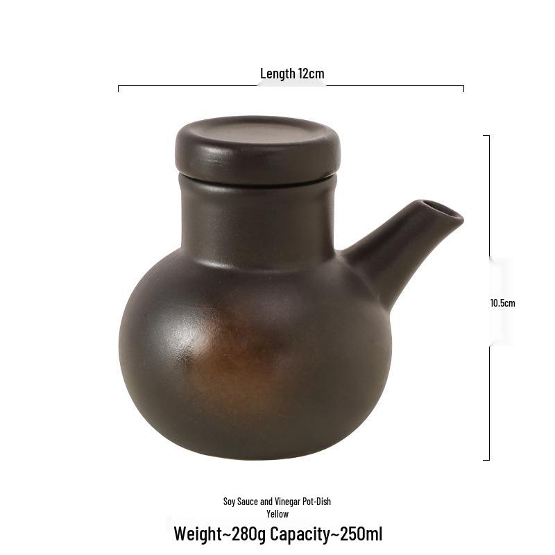 Large Ceramic Vinegar and Soy Sauce Bottle for Japanese Cuisine - Oil and Seasoning Container for Kitchen.
