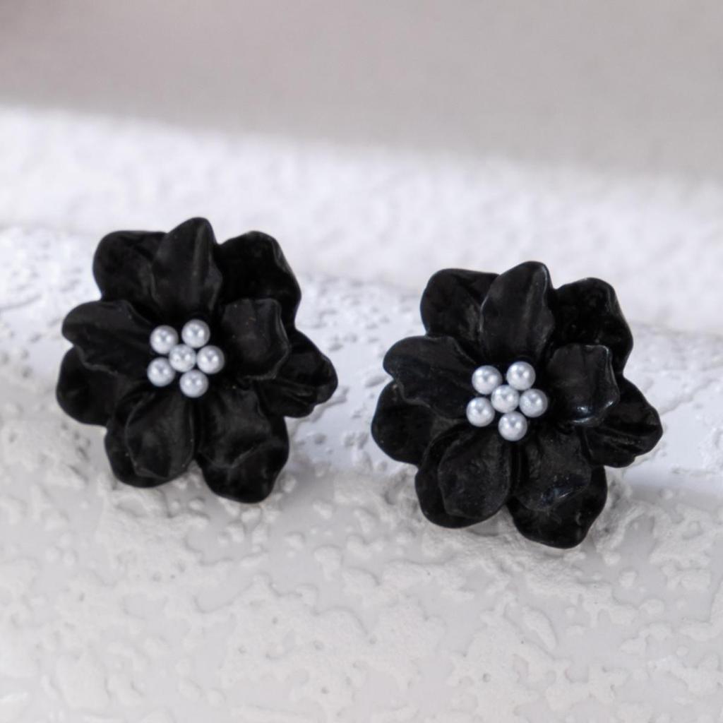 Корейский простой универсальный цвет сплошной цветок камелии искусственный жемчуг серьги-гвоздики ювелирные изделия темперамент свежие женские праздничные украшения