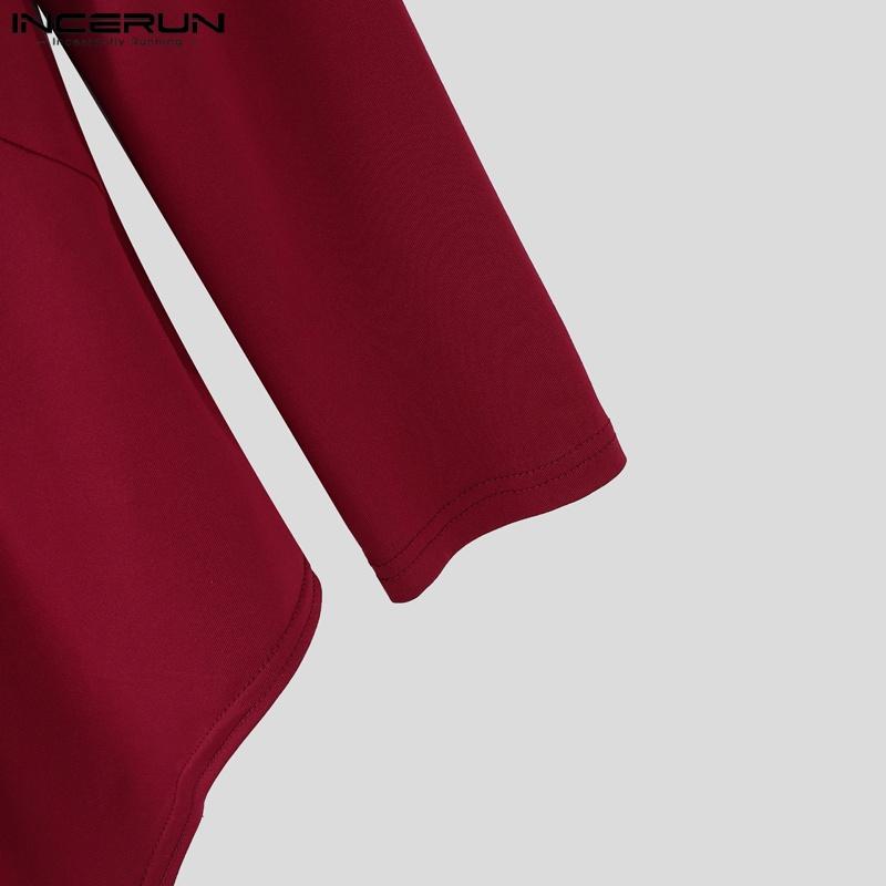 INCERUN Spring Men Long Sleeve Irregular Twisted Casual Fitted T-Shirts Tops Undershirts