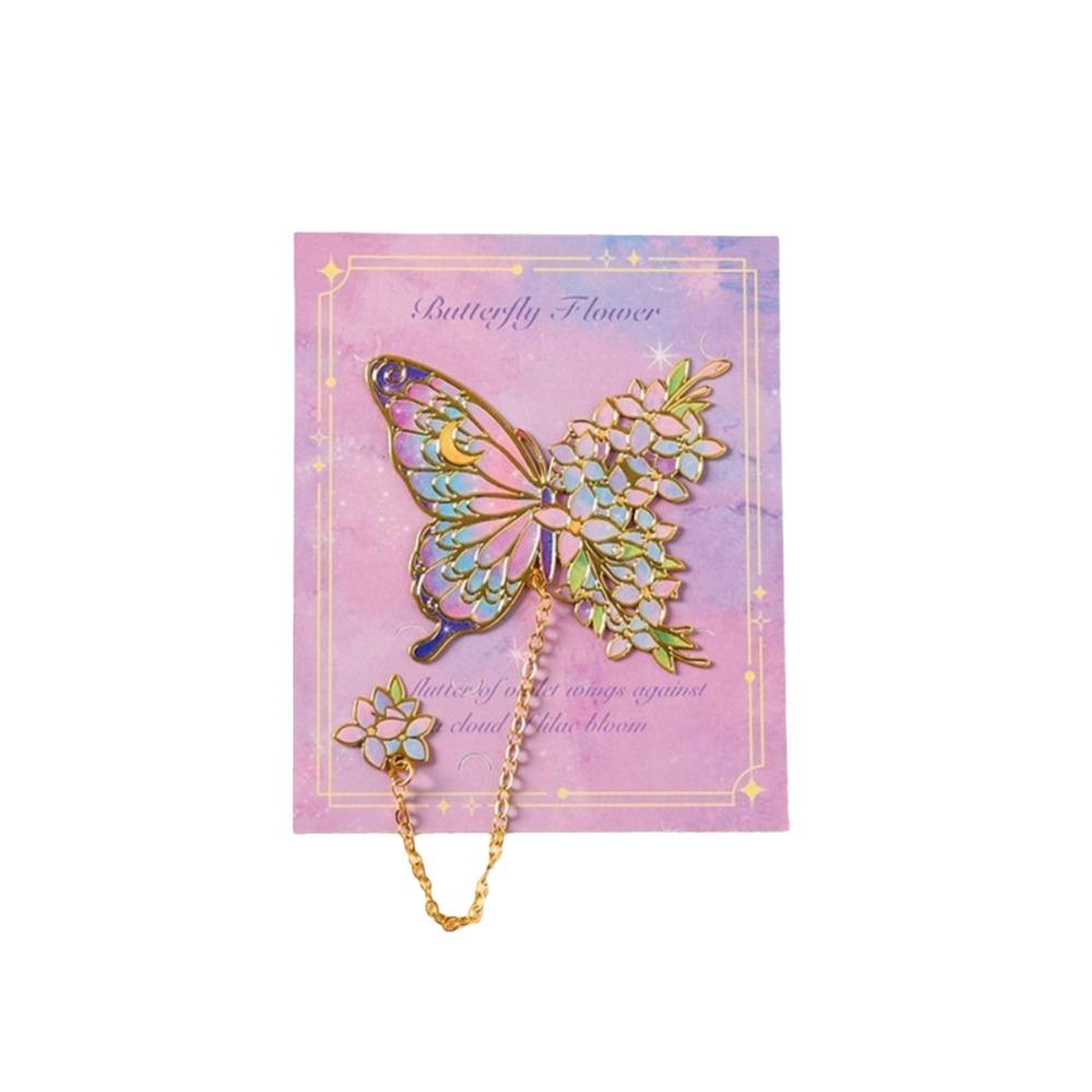 Tassel Chain Book Clip Hollow Flower Flower Painting Bookmark Metal Butterfly Bookmark For Gift