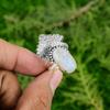 925 Sterling Silver Rainbow Moonstone Stone Bezel Statement Crown Chakra Ring