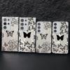Black Butterfly Print Glitter Glossy Phone Case For Samsung S25 S24 FE S23 Ultra A56 A36 A55 A16 A15 TPU PC Hybrid Shockproof Slim Clear Bumper Cover