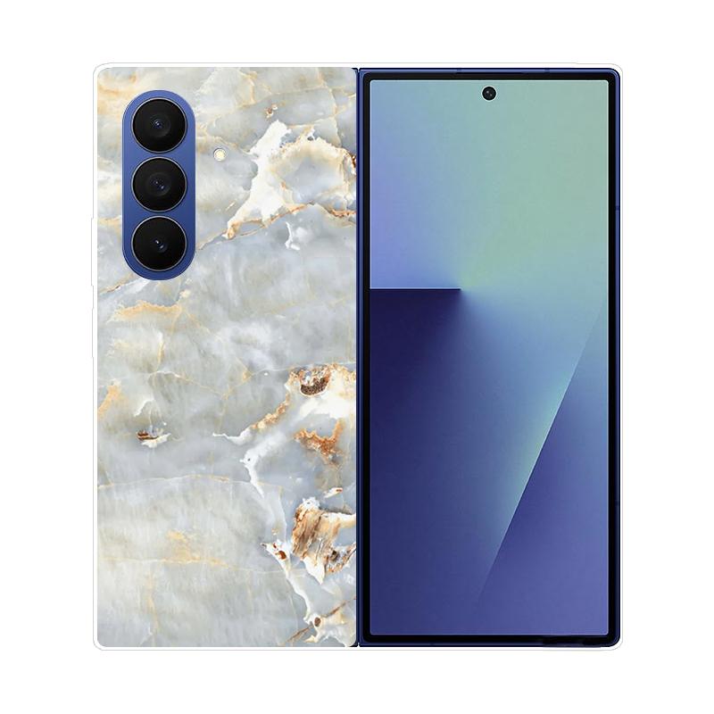 Чехол для Samsung Galaxy Z Fold 7 Мраморный Жесткий ПК Задняя Крышка Для Samsung Galaxy Z Fold7 ZFOLD7 Полностью Защитный Корпус Телефона